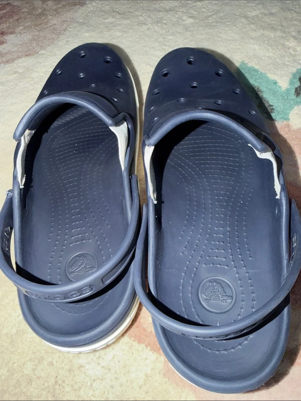 CROCS Men's Navy and White Slip-On Clog Sandals